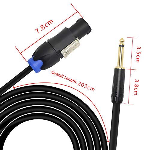 XMSJSIY Speakon to 1/4" Mono Speaker Cable, 6.35mm TS Plug to Speakon Male Speaker Wire 14 Gauge Audio Amplifier Connection Cord for DJ/PA Speaker Cord with Twist Lock -2M (Speakon Male to TS) - Image 4