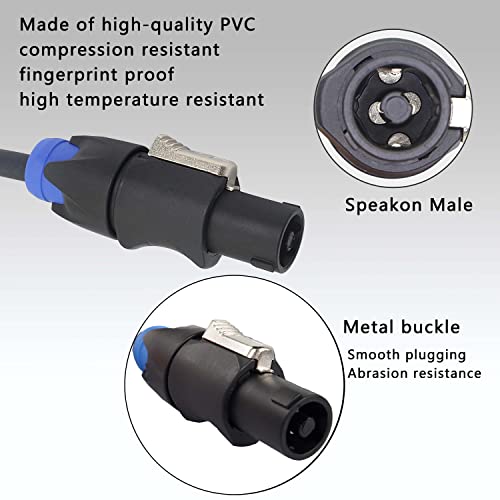 XMSJSIY Speakon to 1/4" Mono Speaker Cable, 6.35mm TS Plug to Speakon Male Speaker Wire 14 Gauge Audio Amplifier Connection Cord for DJ/PA Speaker Cord with Twist Lock -2M (Speakon Male to TS) - Image 3