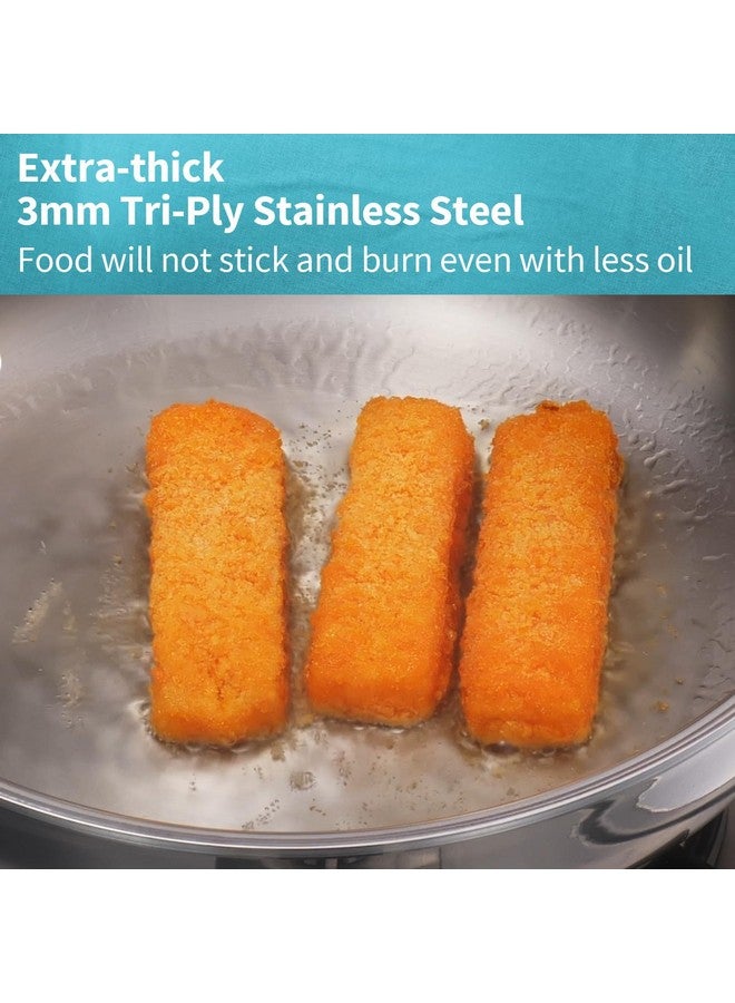 Hawkins Pro 22 cm Frying Pan, Triply Stainless Steel Fry Pan with Stainless Steel Handle and Stainless Steel Lid, Silver (PSF22S) - Image 3