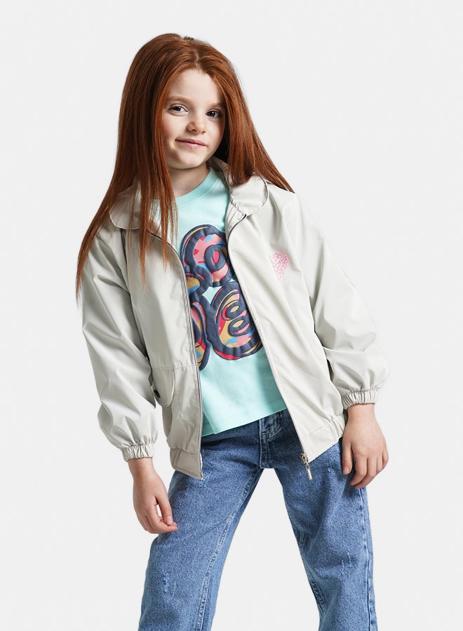 ريمينت جاكيت للبنات خفيف للربيع فضي - Image 2