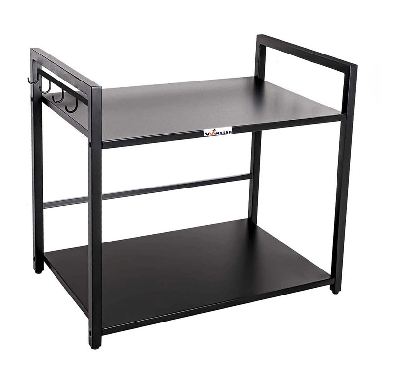 WINSTAR Metal Microwave Stand Microwave OTG Rack for Kitchen Counter Double Platform for Extra Storage Kitchen Oven Rack Black No Wheels 2 Shelf - Image 4