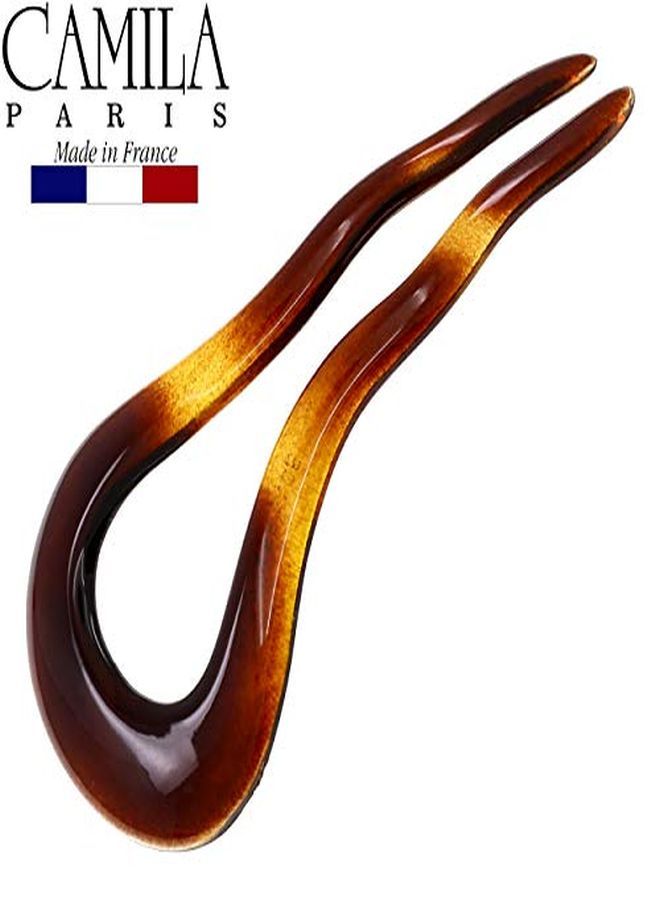 CAMILA Paris Cp2639 French Twist Stick Clip Pins, Tortoise Shell, Wavy Hair Pin U-Shaped Hair Fork For Girls Spiral Updo, Fashion Flexible Durable Styling Hair Accessories For Women, Made In France - Image 4