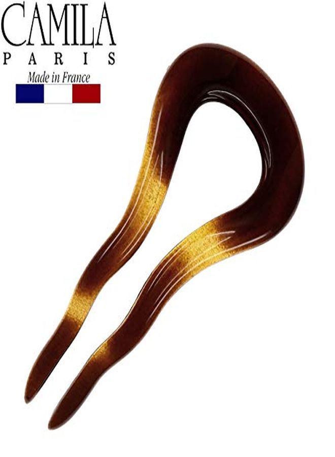 CAMILA Paris Cp2639 French Twist Stick Clip Pins, Tortoise Shell, Wavy Hair Pin U-Shaped Hair Fork For Girls Spiral Updo, Fashion Flexible Durable Styling Hair Accessories For Women, Made In France - Image 2