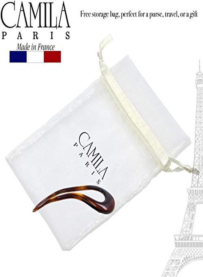 CAMILA Paris Cp2639 French Twist Stick Clip Pins, Tortoise Shell, Wavy Hair Pin U-Shaped Hair Fork For Girls Spiral Updo, Fashion Flexible Durable Styling Hair Accessories For Women, Made In France - Image 5