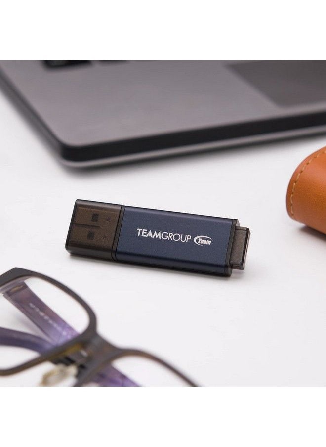 TeamGroup C211 128Gb Usb 3.2 Gen 1 3.1 3.0 Metal Made Of Aluminum Alloy Read 100Mb S Flash Thumb Drive Memory Stick Compatible With Computer Laptop Navy Blue Tc2113128Gl01  - Image 4