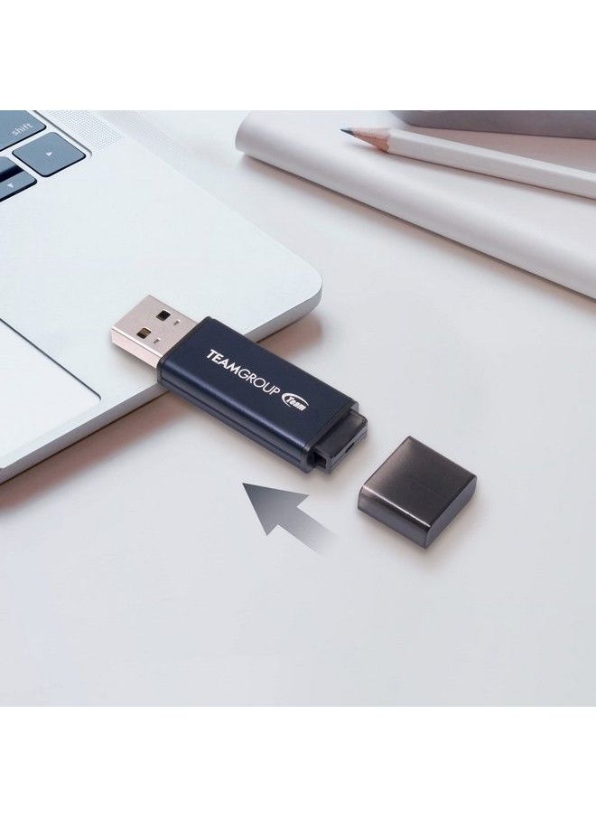 TeamGroup C211 128Gb Usb 3.2 Gen 1 3.1 3.0 Metal Made Of Aluminum Alloy Read 100Mb S Flash Thumb Drive Memory Stick Compatible With Computer Laptop Navy Blue Tc2113128Gl01  - Image 5