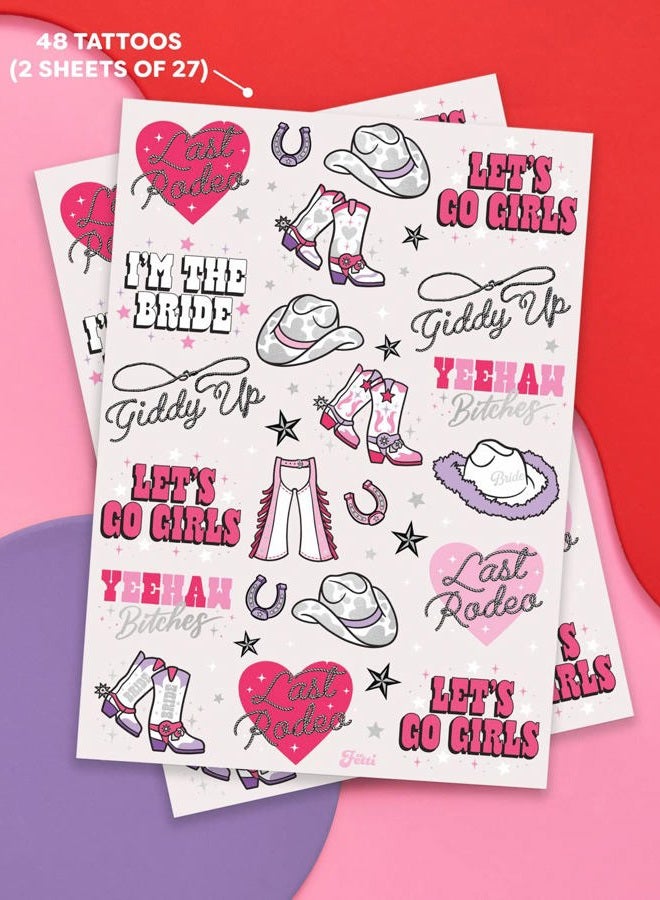 xo, Fetti Last Rodeo Temporary Tattoos - 48 Glitter Styles | Giddy Up Bach Party Decoration, Cowgirl, Bridesmaid Favor, Bride to Be Gift + Bridal Shower Supplies - Image 2