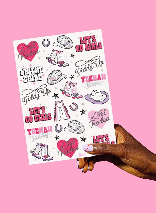 xo, Fetti Last Rodeo Temporary Tattoos - 48 Glitter Styles | Giddy Up Bach Party Decoration, Cowgirl, Bridesmaid Favor, Bride to Be Gift + Bridal Shower Supplies - Image 5