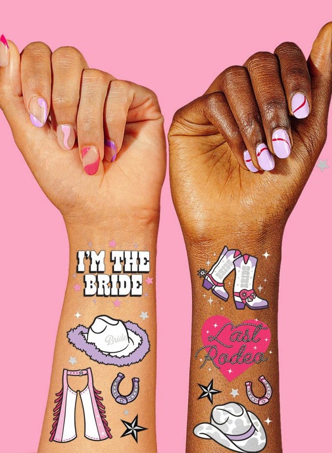 xo, Fetti Last Rodeo Temporary Tattoos - 48 Glitter Styles | Giddy Up Bach Party Decoration, Cowgirl, Bridesmaid Favor, Bride to Be Gift + Bridal Shower Supplies - Image 3