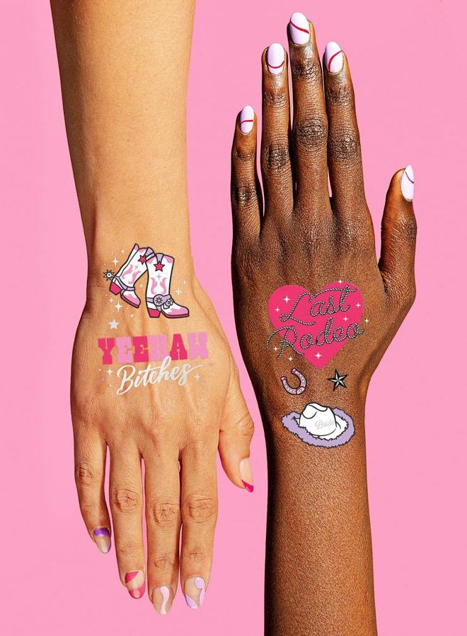 xo, Fetti Last Rodeo Temporary Tattoos - 48 Glitter Styles | Giddy Up Bach Party Decoration, Cowgirl, Bridesmaid Favor, Bride to Be Gift + Bridal Shower Supplies - Image 4