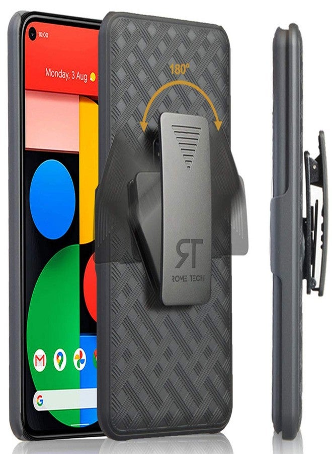 ROME TECH Designed for Google 5 Case with Belt Clip Holster - Kickstand Cover Phone Case - Black - Image 1