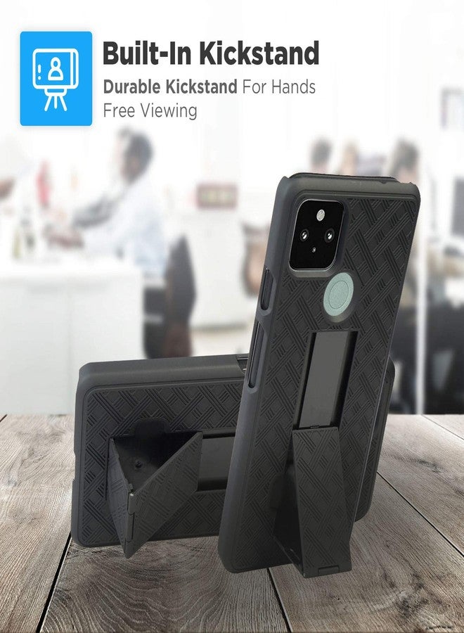 ROME TECH Designed for Google 5 Case with Belt Clip Holster - Kickstand Cover Phone Case - Black - Image 5