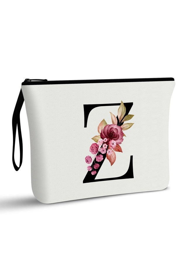 Vavabox A-Z Personalized Makeup Bag, Birthday Gifts for Women Mom, Gifts for Best Friend, Bride Bridesmaid Cosmetic bag (Z, White) - Image 1