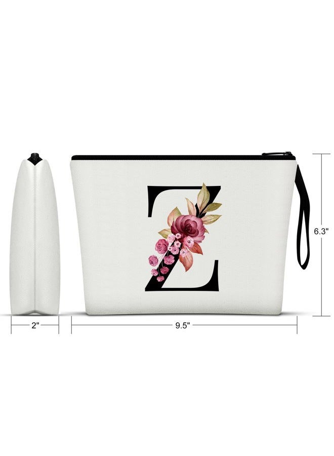 Vavabox A-Z Personalized Makeup Bag, Birthday Gifts for Women Mom, Gifts for Best Friend, Bride Bridesmaid Cosmetic bag (Z, White) - Image 2