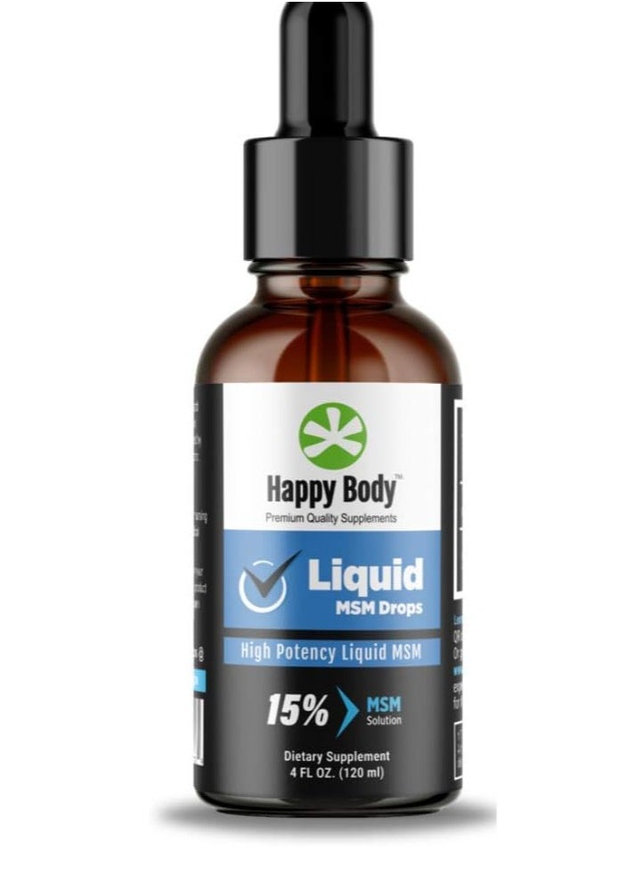 HAPPY BODY Liquid MSM Drops 4fl oz 120ml  - Image 1