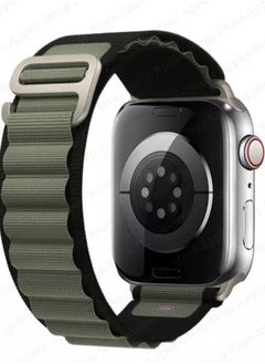 Generic Nylon Replacement Band Compatible with Apple Watch Series 9/Ultra/Ultra 2 45/49mm Black with Olive 