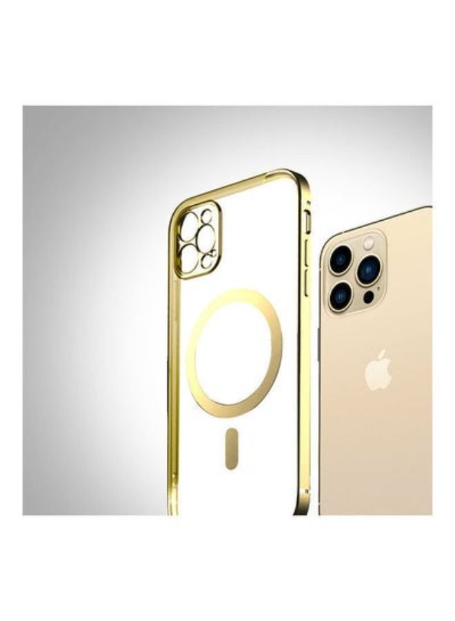 أكاليكس المغناطيسي الكهربائي الإطار ماغسيف اللاسلكية شحن حالة لابل اي فون 13 برو الذهب / واضح - Image 2