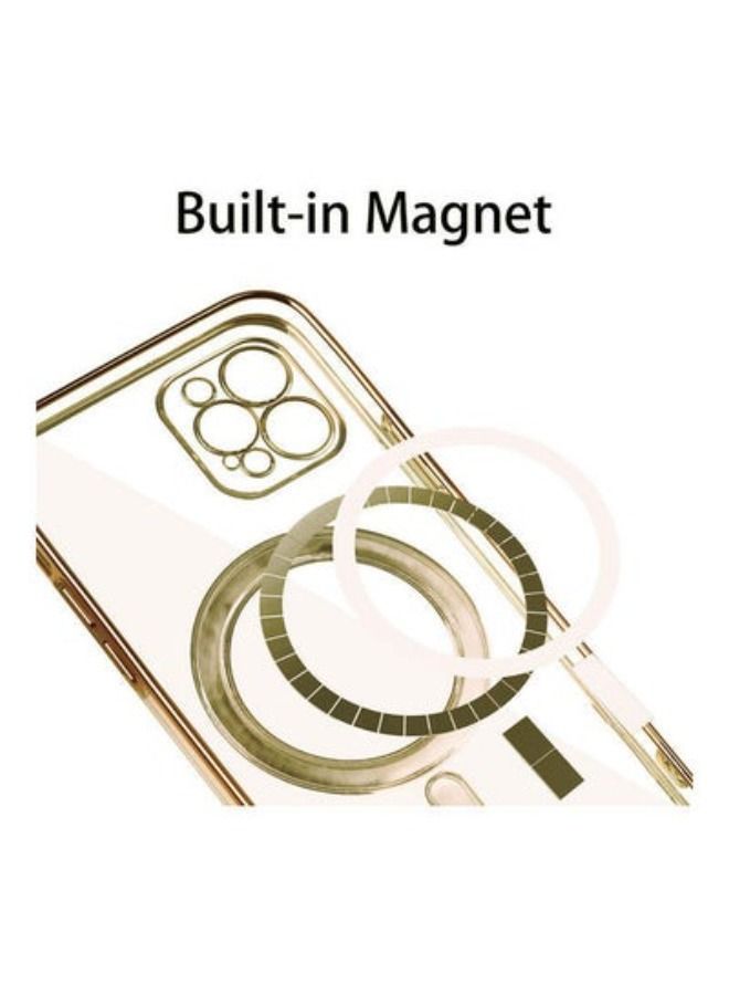 أكاليكس المغناطيسي الكهربائي الإطار ماغسيف اللاسلكية شحن حالة لابل اي فون 13 برو الذهب / واضح - Image 3
