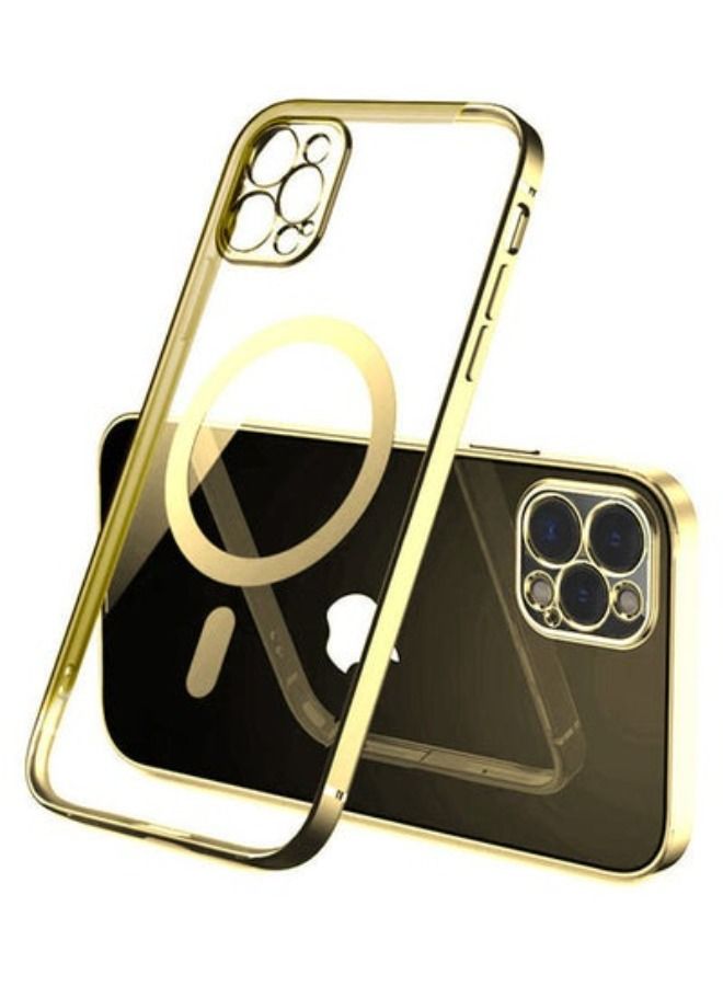 أكاليكس المغناطيسي الكهربائي الإطار ماغسيف اللاسلكية شحن حالة لابل اي فون 13 برو الذهب / واضح - Image 4