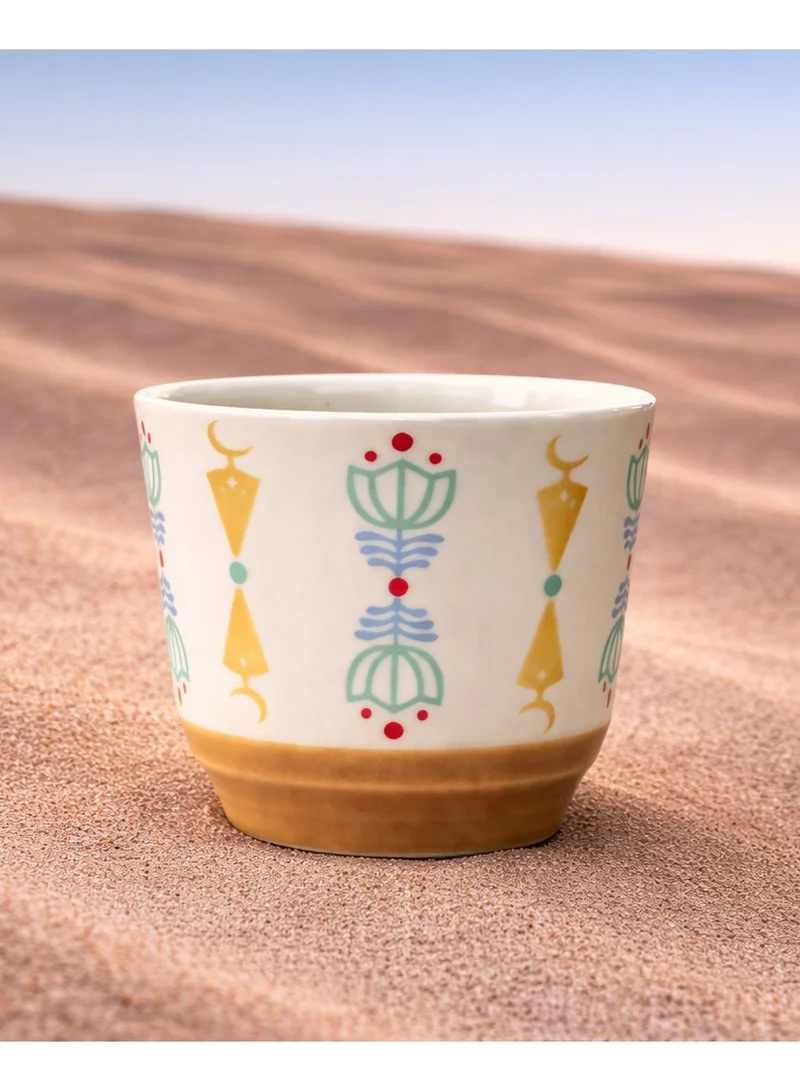 Tohfa Luxe Tohfa Luxe Ruh Ceramic Cup – Single – Colorful Arabic Print – Handcrafted Middle Eastern Coffee & Tea Cup – Gift-Ready