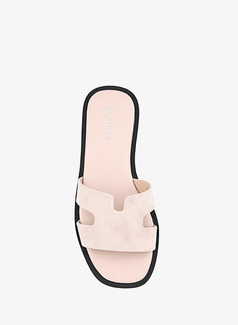 Cuple Beige Girls Flat Slides for Women | Best Price UAE