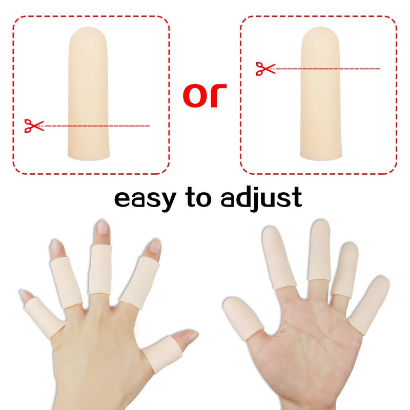 Pnrskter Gel Finger Cots, Finger Protector Support(14 PCS) NEW MATERIAL Finger Sleeves Great for Trigger Finger, Hand Eczema, Finger Cracking, Finger Arthritis and More. (10pcs Long + 4pcs Short) - Image 5