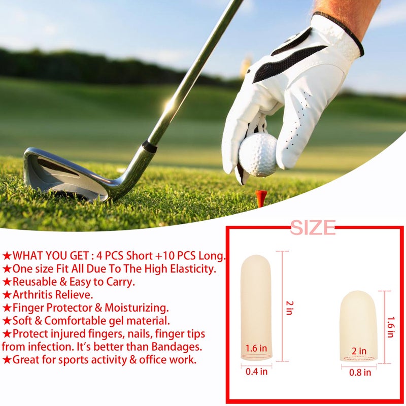 Pnrskter Gel Finger Cots, Finger Protector Support(14 PCS) NEW MATERIAL Finger Sleeves Great for Trigger Finger, Hand Eczema, Finger Cracking, Finger Arthritis and More. (10pcs Long + 4pcs Short) - Image 4