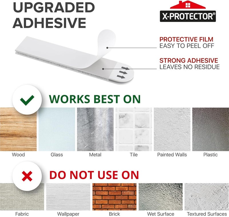 X-Protector شرائط تعليق الصور - 20 زوج من حاملات الصور بدون ضرر - حاملات لاصقة ذاتية بدون مسامير - شرائط تعليق ثقيلة للجدران - لاصق للجدران لتعليق حتى 20 رطل (حجم L) - Image 5