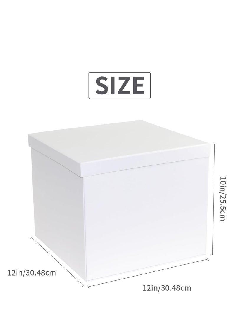 جوسكوين صندوق هدايا كبير 12x12x10 بوصة، صناديق هدايا بيضاء للهدايا، صندوق هدايا عيد ميلاد، للتغليف، عيد الحب، عيد الأم، الذكرى السنوية. - Image 5