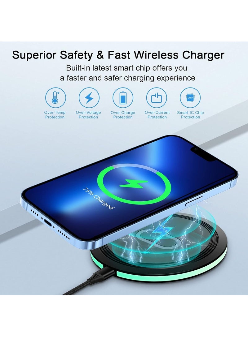 General Wireless Charger Samsung Fast Charging Pad for Samsung Galaxy S24/S23 Ultra/S22/S21/Z Flip 6 5,15W Wireless Charging Station Charger Mat with QC Adapter for Google Pixel 9 8a 7a 8 7 Pro 6,iPhone 15 14  - Image 2