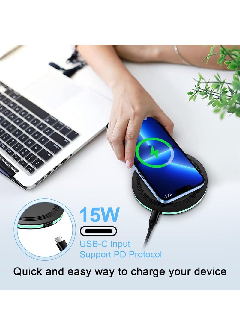 General Wireless Charger Samsung Fast Charging Pad for Samsung Galaxy S24/S23 Ultra/S22/S21/Z Flip 6 5,15W Wireless Charging Station Charger Mat with QC Adapter for Google Pixel 9 8a 7a 8 7 Pro 6,iPhone 15 14  - Image 5
