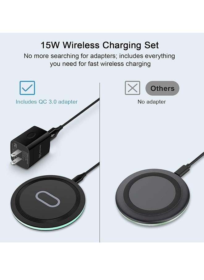 General Wireless Charger Samsung Fast Charging Pad for Samsung Galaxy S24/S23 Ultra/S22/S21/Z Flip 6 5,15W Wireless Charging Station Charger Mat with QC Adapter for Google Pixel 9 8a 7a 8 7 Pro 6,iPhone 15 14  - Image 4