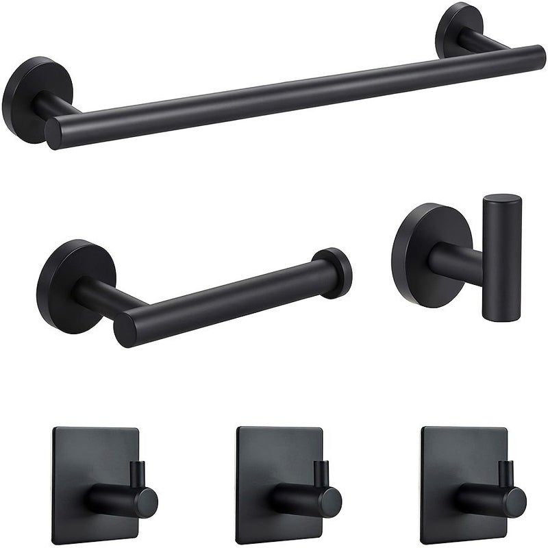 6 Piece Stainless Steel Bathroom Accessory Set Towel Bar Toilet Paper Holder Hook - Image 2
