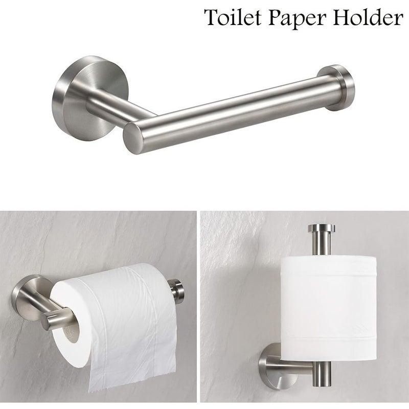 6 Piece Stainless Steel Bathroom Accessory Set Towel Bar Toilet Paper Holder Hook - Image 4