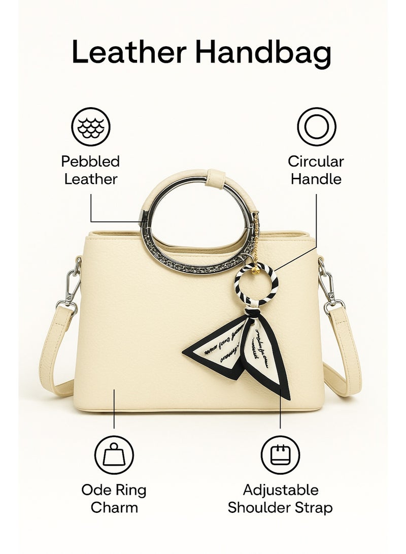 YAMEKER.AE Women’s Mini Top Handle Bag with Metal Ring Handle | PU Leather Handbag with Detachable Strap | Stylish Casual & Party Shoulder Purse | Elegant Small Tote Bag for Ladies - Image 3