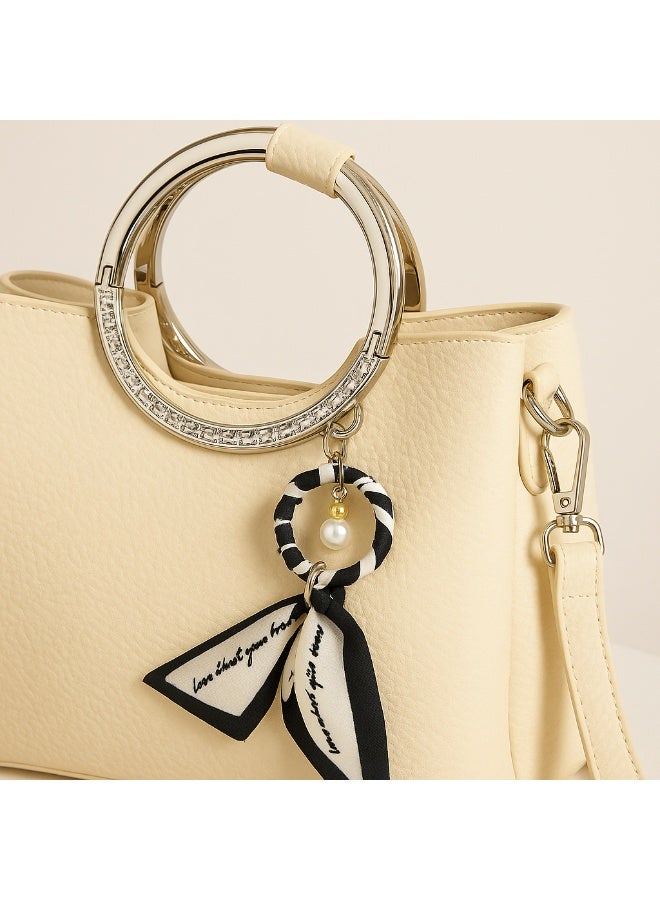 YAMEKER.AE Women’s Mini Top Handle Bag with Metal Ring Handle | PU Leather Handbag with Detachable Strap | Stylish Casual & Party Shoulder Purse | Elegant Small Tote Bag for Ladies - Image 5