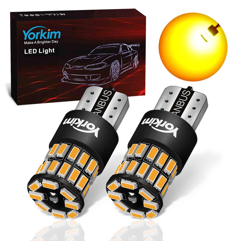 لمبة يوركيم 194 LED أمبر خالية من الأخطاء T10 لمبة أمبر 168 للإضاءة الداخلية وإضاءة الباب وإضاءة صندوق الأمتعة وإضاءة لوحة الترخيص 192 2825 W5W لمبات LED بديلة لسيارات 12V عبوة من 2