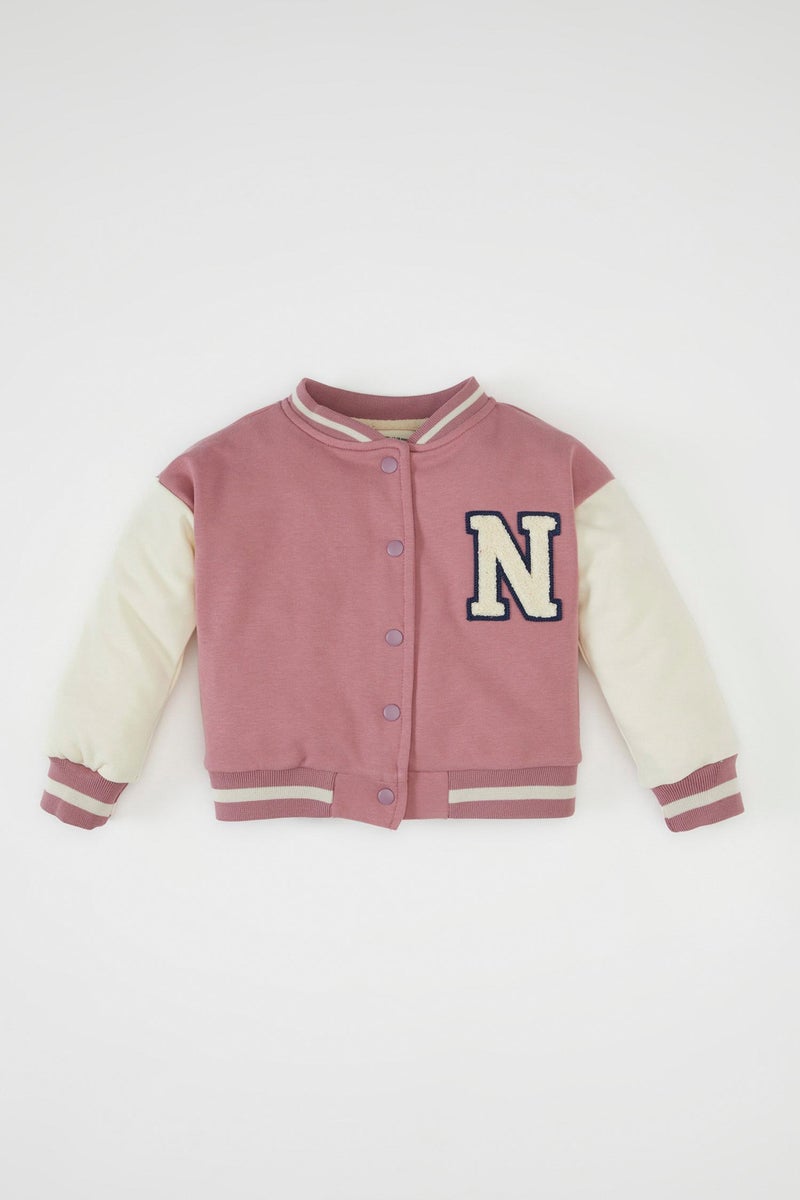 DeFacto Baby Girl College Collar Bomber Jacket - Image 1