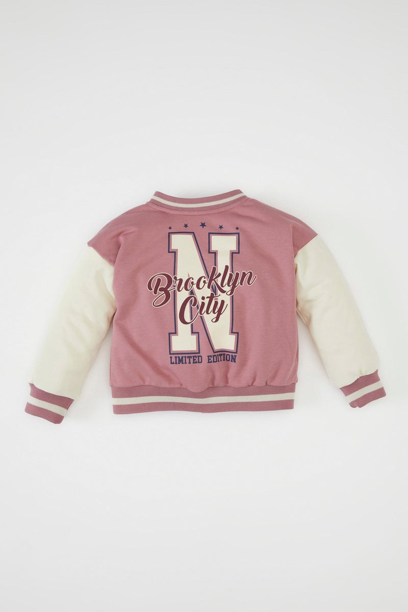 DeFacto Baby Girl College Collar Bomber Jacket - Image 5