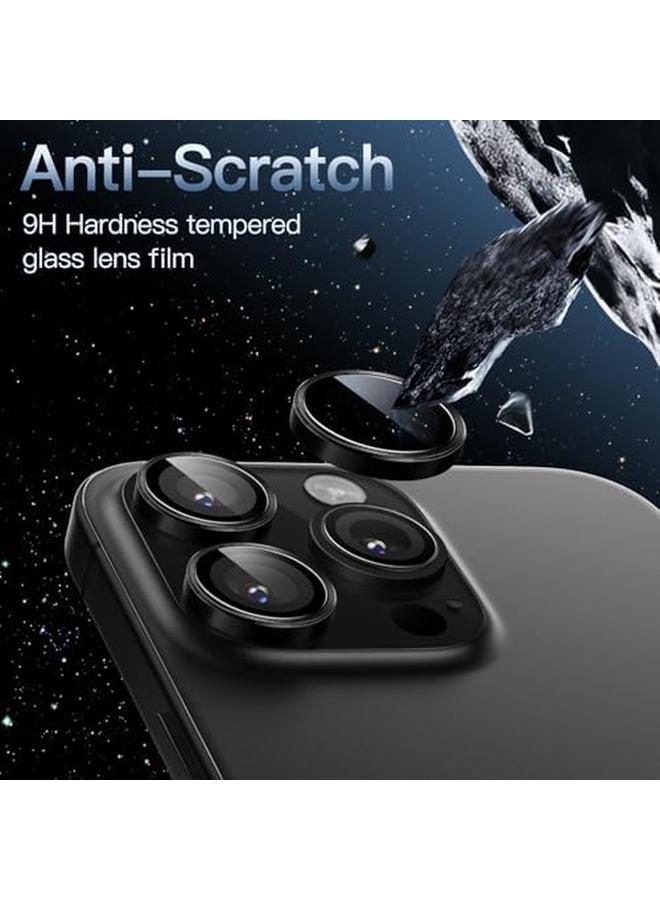 جي تيك واقي عدسة الكاميرا لهاتف آيفون 16 برو 6.3 بوصة وآيفون 16 برو ماكس 6.9 بوصة 9H غطاء معدني من الزجاج المقوى عالي الوضوح شفاف عالي الدقة مجموعة واحدة باللون الأسود - Image 4