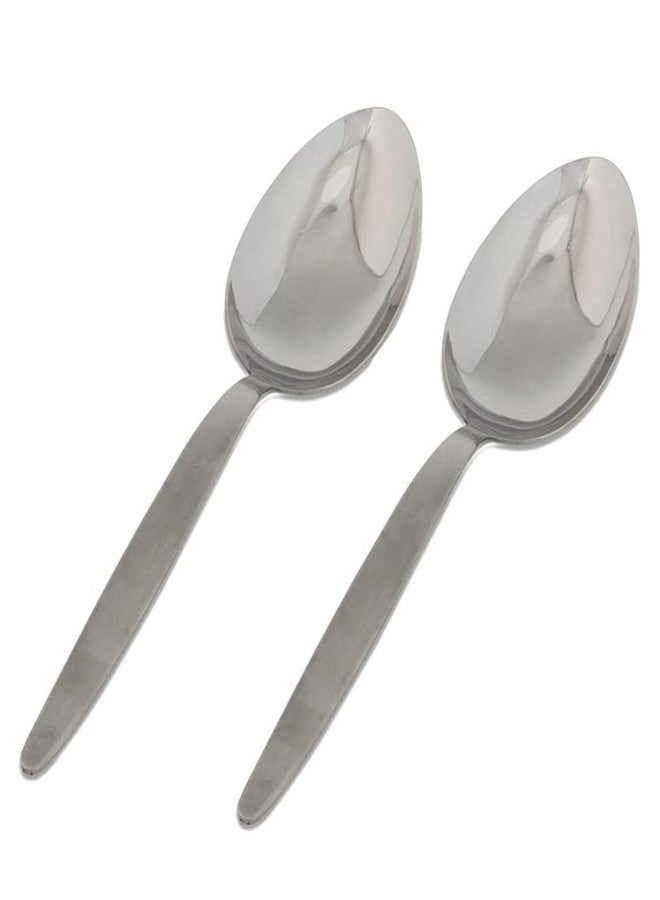 BNAZIND Chef Kunz Spoon Set | Pack of 2 | 18/10 Stainless Steel Serving Spoons | 9 Inch Basting Quenelle Chef Cooking Utensils Dinner Plating Spoon - Image 1