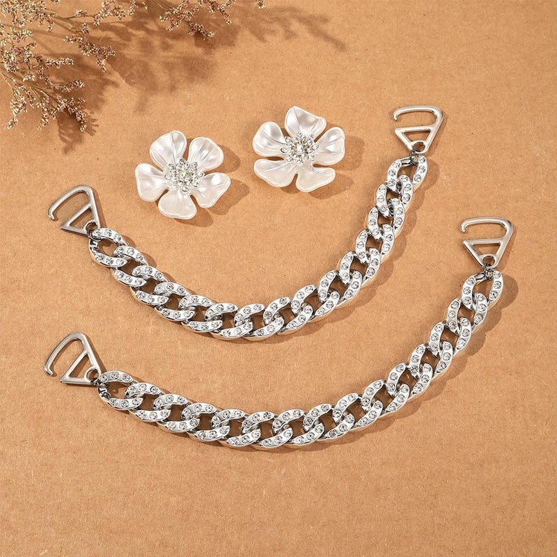 BKKrit Croc charms Bling Jibbitz for Crocs Designer Shoes Accessories for Women Girls Teens Bling Chain Shoes Charms Butterfly Flower Jewelry Decorations for Clog Shoes Decoration, Silver - Image 3