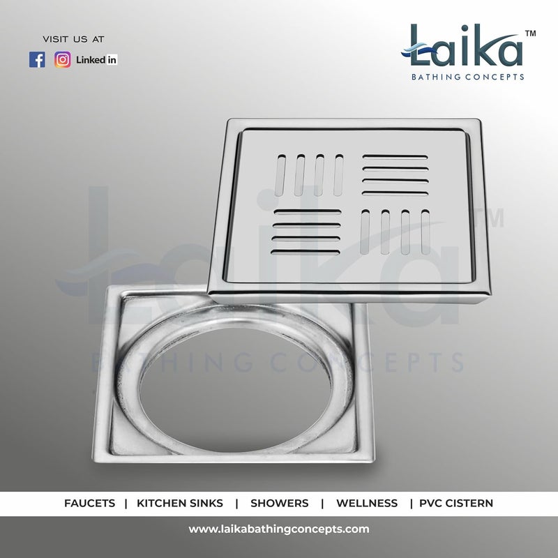 Laika Laika AJ2855 Lotus Premium Lotus Floor Grating Stainless Steel AntiClogging Drain Strainer 5 X 5 Inch  - Image 2