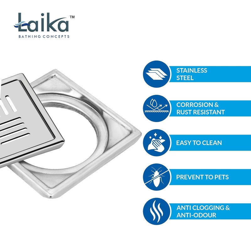 Laika Laika AJ2855 Lotus Premium Lotus Floor Grating Stainless Steel AntiClogging Drain Strainer 5 X 5 Inch  - Image 3