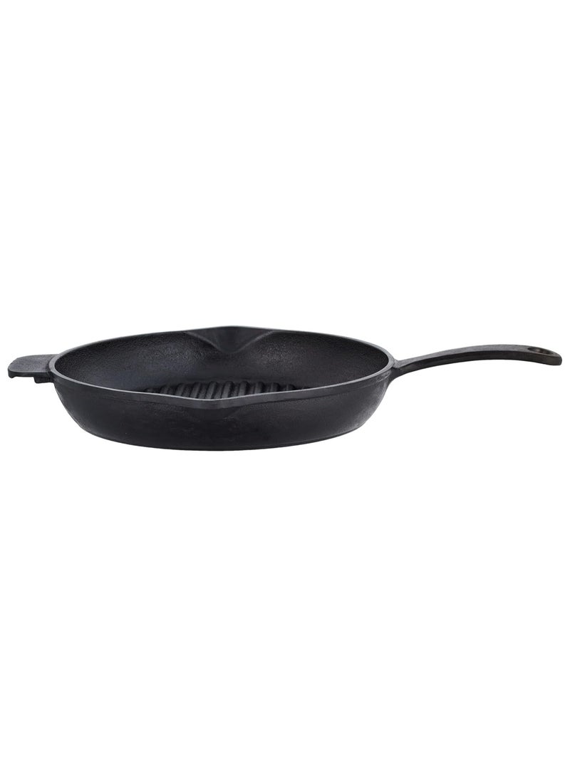 ALMA cast iron round ribbed - Seasoned - grill pan with handle,Black,28 cm,156 - Image 2