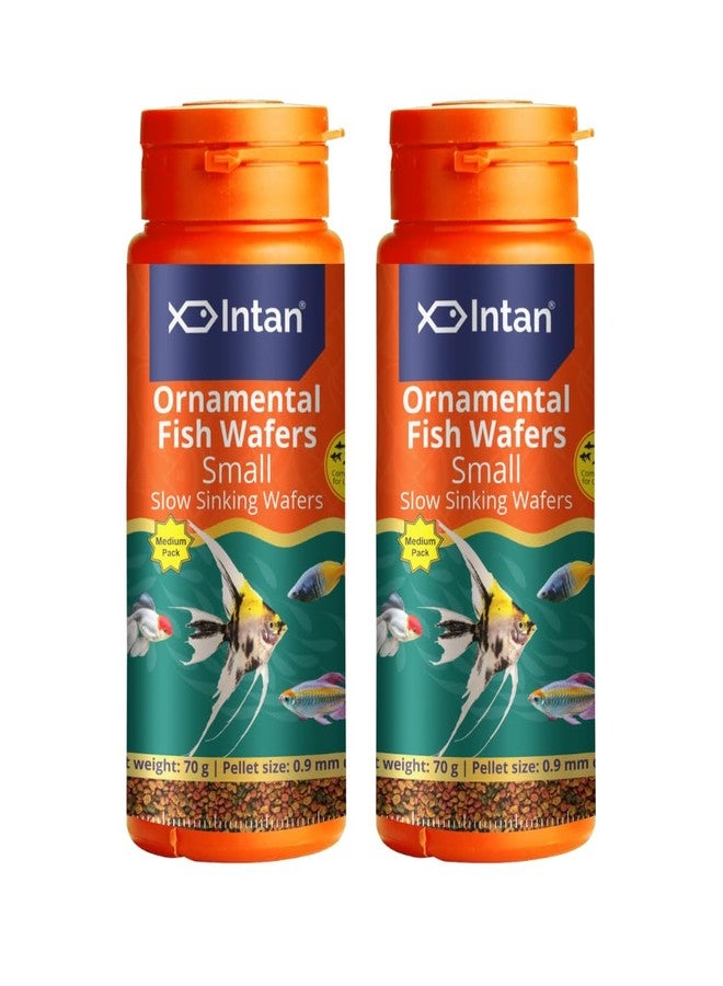 Intan Aquatic Intan Ornamental Fish wafers Fish Food | Slowly Sinking Wafers for Aquarium Fish | Small Wafers for Health & Growth | Medium Pack 70 Gm Each, Pellet Size 0.9 mm Dia, Pack of 2 - Image 1