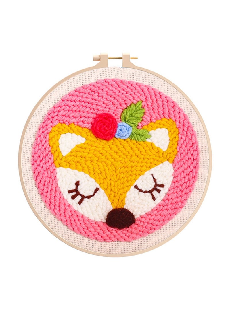 DIY Punch Needle Kit, Cute Cartoon Patterns for Beginners, 20x20cm Hoop Embroidery Punch Needle Beginner Craft Kit, Easy to Make for Adults and Children, Ideal Decorative Gift, Instructions Included (Shy Sika Deer)  - Image 1
