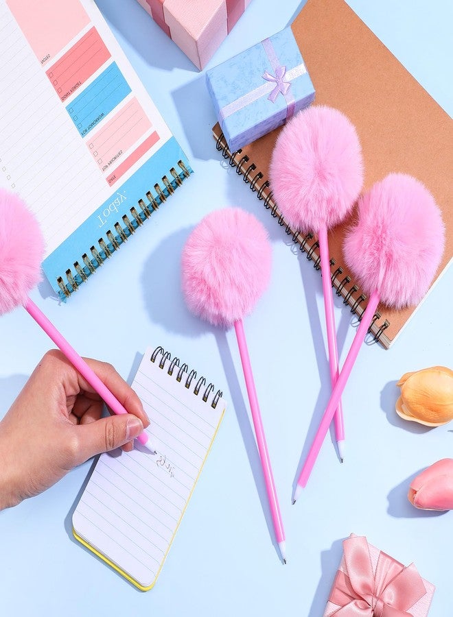 Hpmjz 3 PCS Pink Pom Pom Pen Needle Gel Ink Pens Fluffy Pompoms Plastic Rollerball Pen Cartoon Signature Ball Point Pens For Women Men Office Party Supplies Christmas Valentines Wedding Favors - Image 4