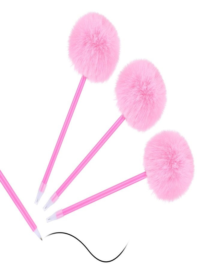 Hpmjz 3 PCS Pink Pom Pom Pen Needle Gel Ink Pens Fluffy Pompoms Plastic Rollerball Pen Cartoon Signature Ball Point Pens For Women Men Office Party Supplies Christmas Valentines Wedding Favors - Image 1