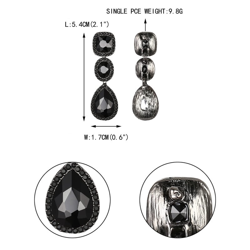 EVER FAITH Women's Austrian Crystal Fashion Bridal Teardrop Dangle Earrings Black Black-Tone - Image 4